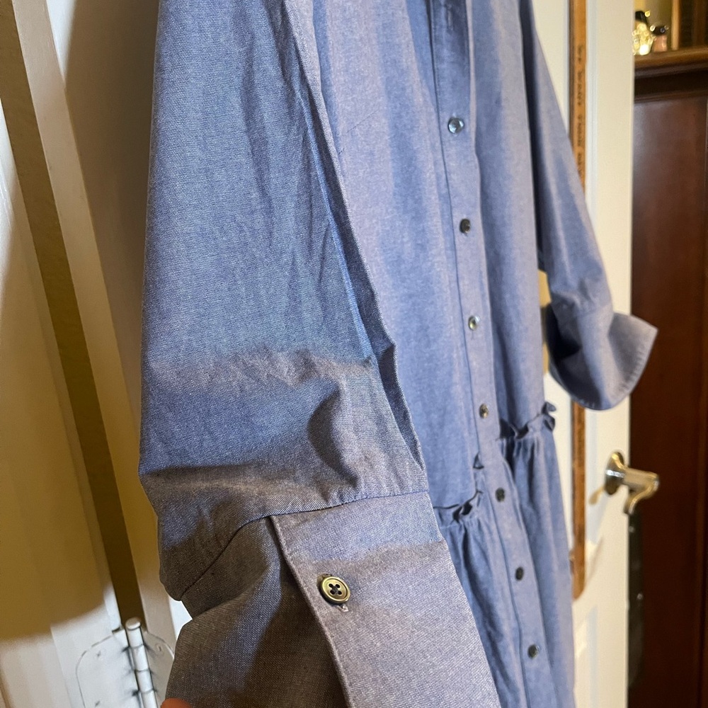 Classic Blue Button-Up Mini Dress - Picture 5 of 9